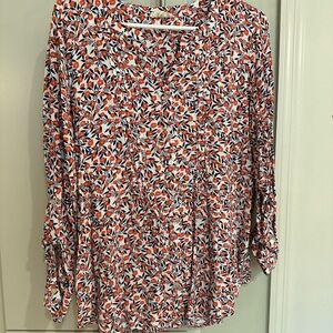 Floral Relaxed Blouse with 3/4 Sleeves